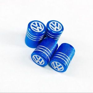 Set Of 4 Blue Volkswagen Tire Valve Covers